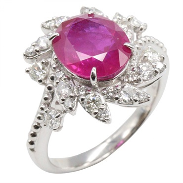 JEWELRY Ruby Diamond Ring Pt950 Platinum Used Women US Size 5.75
