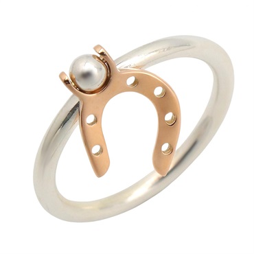 HERMES Horseshoe Ring 18KPG Rose Gold Silver 925 Used women US size 5
