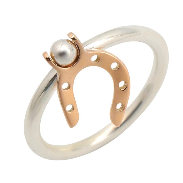 HERMES Horseshoe Ring 18KPG Rose Gold Silver 925 Used women US size 5