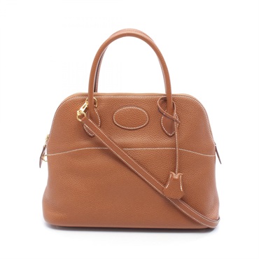 HERMES Bolide31 Shoulder Handbag Clemence leather Brown Gold Used Women Y GHW