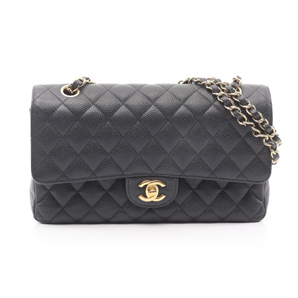 CHANEL Matelasse W flap chain Shoulder Bag A01112 Calfskin leather BK GHW