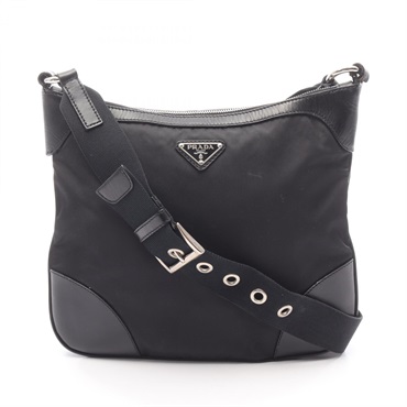 PRADA Shoulder crossbody Bag Nylon leather Black Used Women