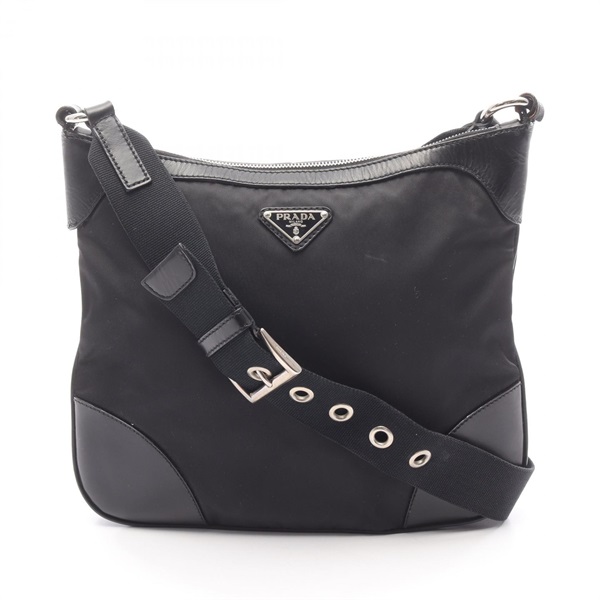 PRADA Shoulder crossbody Bag Nylon leather Black Used Women