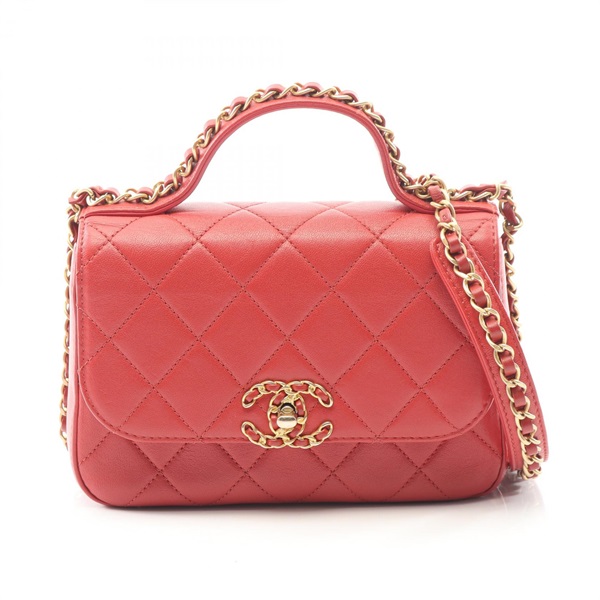 CHANEL CHANEL19 Matelasse chain Shoulder Bag AS0970 Lambskin Red Used Women GHW