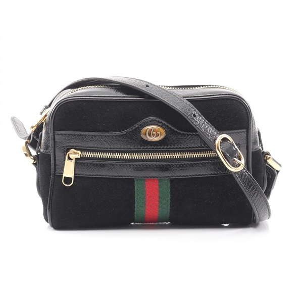 GUCCI Ophidia Shoulder Crossbody Bag 517350 Suede Patent leather Black Used GG