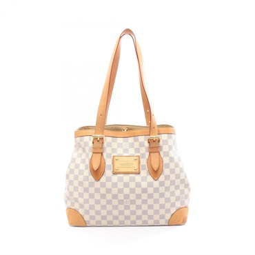LOUIS VUITTON Hampstead MM Shoulder Tote Bag N51206 Damier Azur White Used Women