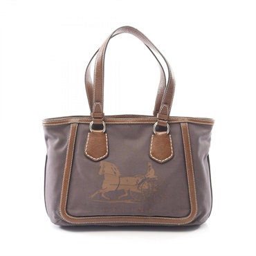 CELINE Sulky Shoulder Tote Bag canvas leather Brown Used Women