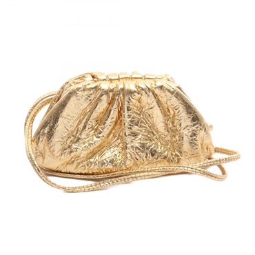 BOTTEGA VENETA Mini the Pouch Bag leather Gold Used Women