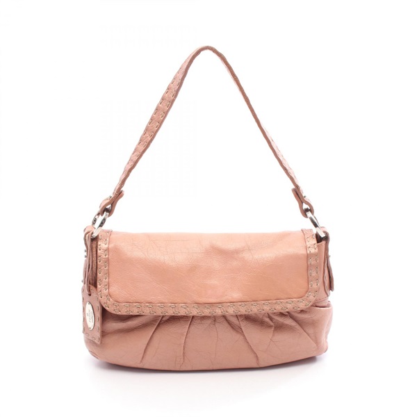 FENDI Selleria shoulder Handbag leather Pink beige Used Women