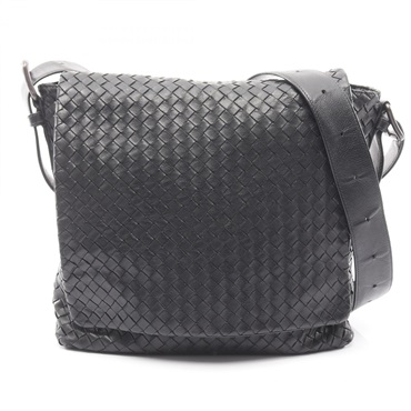 BOTTEGA VENETA Intrecciato Shoulder Crossbody Bag leather Black Used unisex
