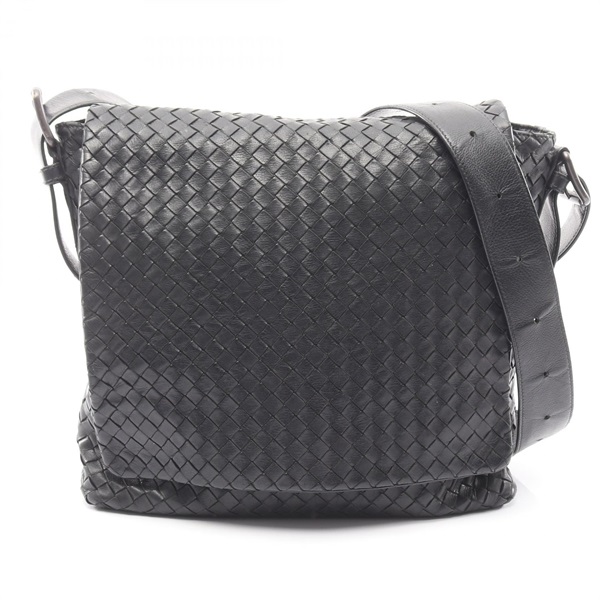 BOTTEGA VENETA Intrecciato Shoulder Crossbody Bag leather Black Used unisex