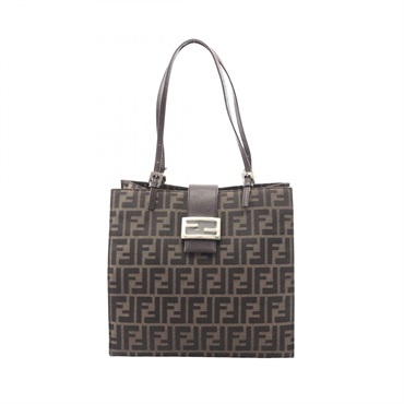 FENDI Zucca SHoulder Tote Handbag 0915808 canvas leather Brown Used Women