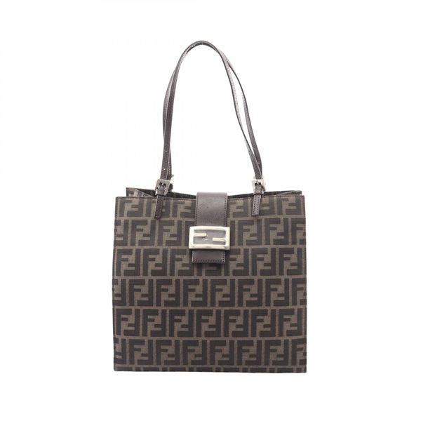 FENDI Zucca SHoulder Tote Handbag 0915808 canvas leather Brown Used Women