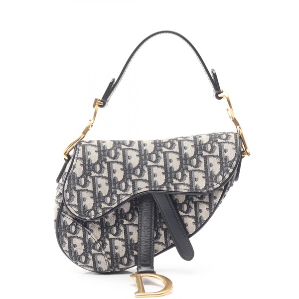 Christian Dior Mini Saddle Oblique Handbag Jacquard leather Beige Navy Black