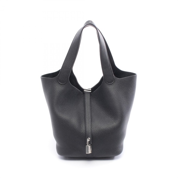 HERMES Picotin Lock MM Tote Handbag Y Clemence leather Black SHW Used Women