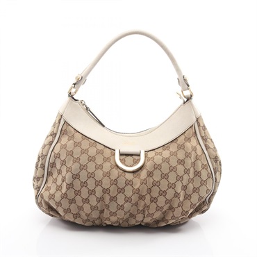 GUCCI Abbey GG canvas Shoulder Bag 189833 leather Beige White Used Women