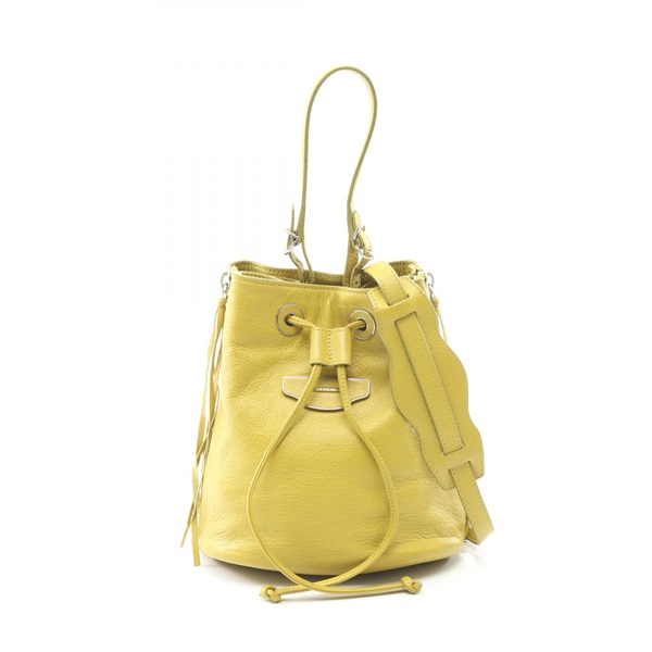 BALENCIAGA Paper Plate Bucket Crossbody Handbag 391514 leather Yellow Used
