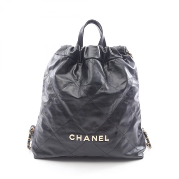 CHANEL Chanel 22 Large Rucksack Backpack Matelasse AS3313 leather Black Used