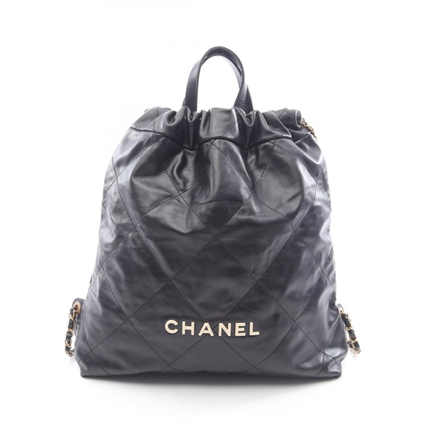 CHANEL Chanel 22 Large Rucksack Backpack Matelasse AS3313 leather Black Used
