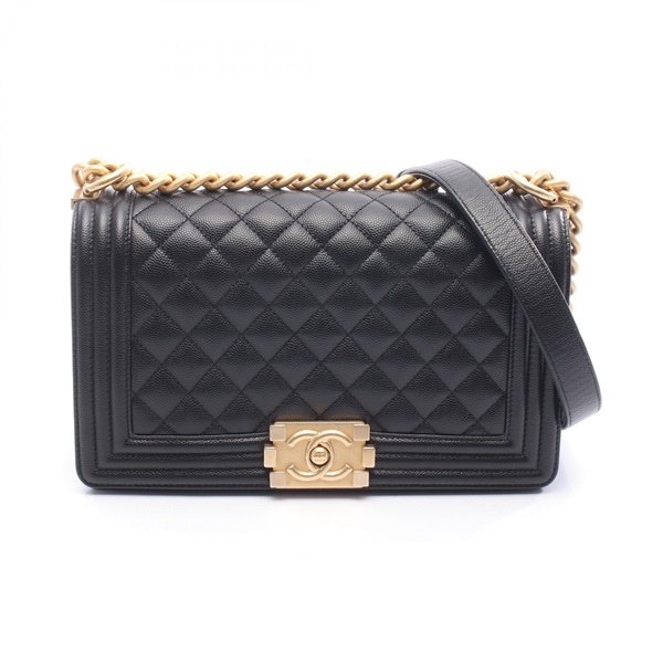 CHANEL Boy chanel Chain Shoulder Bag A67086 Leather Black Used Women GHW CC Coco