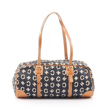 CELINE C Macadam Shoulder hand Bag canvas leather Navy Used Women
