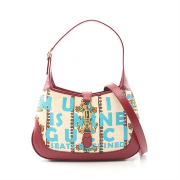 GUCCI Jackie 1961 Shoulder Bag 636706 canvas leather Beige Bordeaux Used women