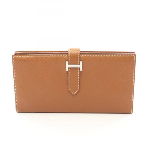 HERMES Bearn Soufflet Bifold long purse wallet A Epsom leather Gold Used SHW