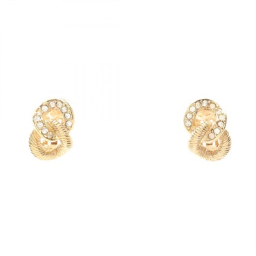 Dior Earring Gold Plated Rhinestone Used women