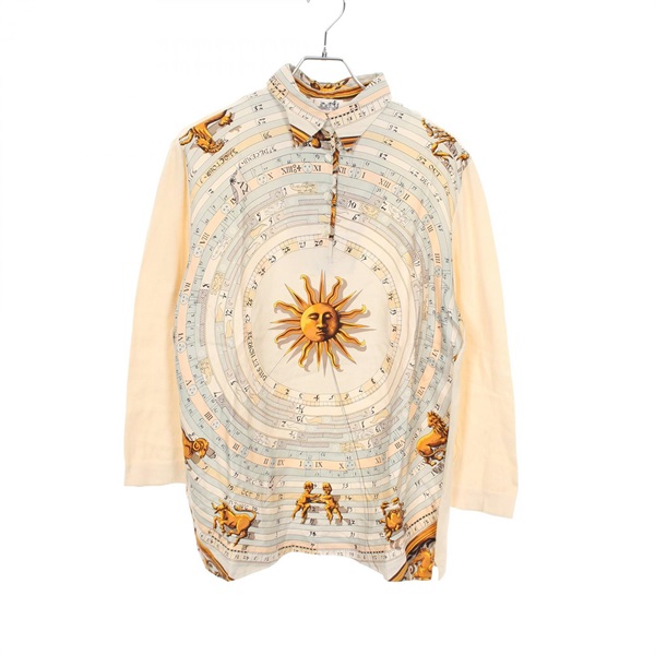 HERMES HERMES DIES ET HORE Polo shirt silk cotton wool Beige  Used Women size L