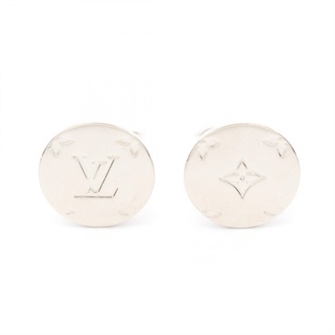 LOUIS VUITTON Monogram Button de Manchette Cufflinks cuffs metal Used mens