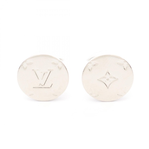 LOUIS VUITTON Monogram Button de Manchette Cufflinks cuffs metal Used mens