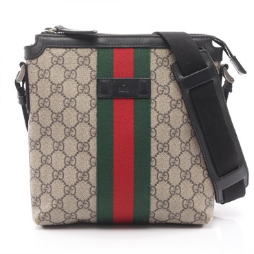 GUCCI GG Supreme Web Stripe Flat Messenger Shoulder Crossbody Bag 471454 Used