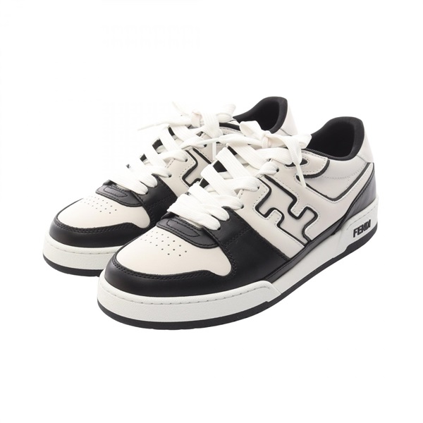 FENDI MATCH Sneakers 7E1643AOMNF0E7C9 leather White Black NEW mens Size 9