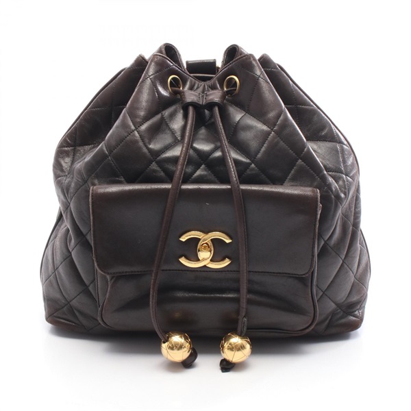 CHANEL Matelasse Chain Rucksack Backpack leather Black GHW Used Women Coco CC