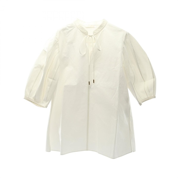 Chloe Tie Neck organic cotton poplin blouse CHC24SHT1814124U38 #38 NEW Women