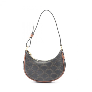 CELINE AVA Mini Ava Triomphe Handbag 10I60 2DS1 canvas leather Black Brown Used