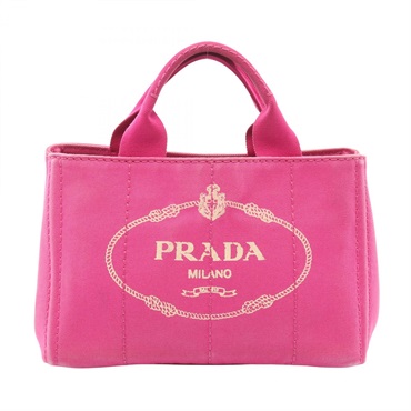 PRADA CANAPA Tote hand Bag canvas Pink Used Women