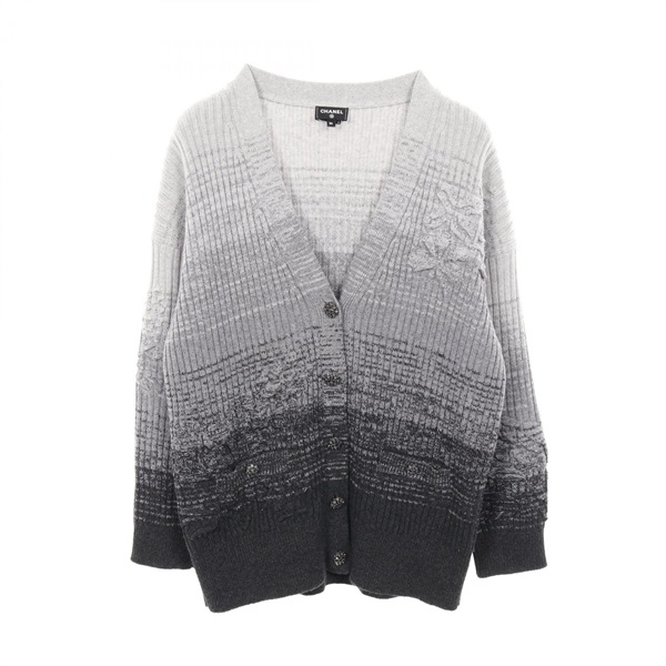 CHANEL COCO Mark button cardigan knitwear #36 P73866K10591 cashmere Gray Used