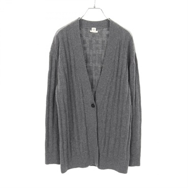 HERMES H pattern Sellier button knitwear cardigan #34 wool Gray Used Women