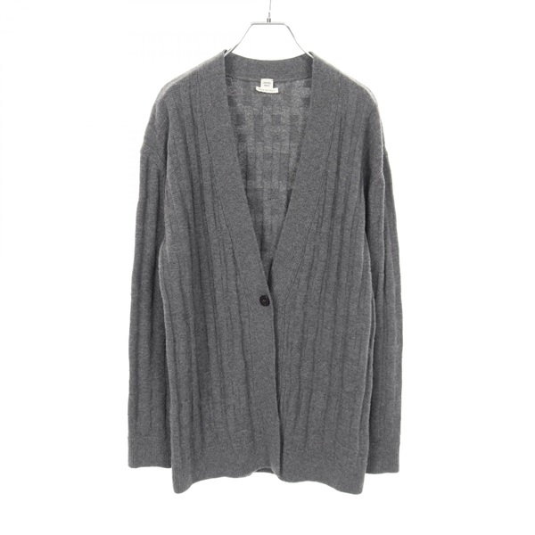 HERMES H pattern Sellier button knitwear cardigan #34 wool Gray Used Women