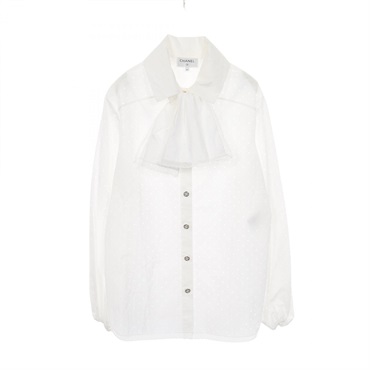 CHANEL COCO Mark button punching blouse #34 P74911V37796 cotton White Used Women