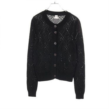 HERMES H lift cardigan #34 knitwear 2E2710DA Rayon cotton Black Used Women