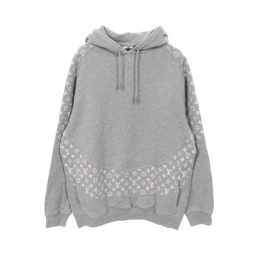 LOUIS VUITTON Monogram Circle Cut Hoodie Cotton Gray Gres #XL Used mens