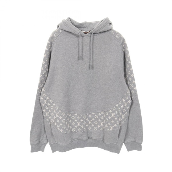 LOUIS VUITTON Monogram Circle Cut Hoodie Cotton Gray Gres #XL Used mens