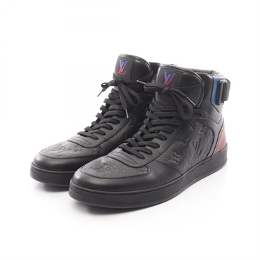 LOUIS VUITTON Rivoli line high-top sneakers shoes #7 1/2 leather Black mens