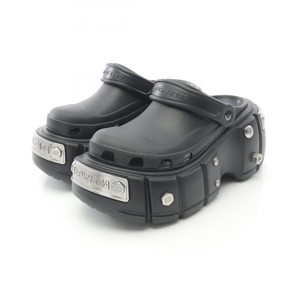 BALENCIAGA crocs HARDCROCS Platform slip-on Sandals shoes #40 rubber Black Used
