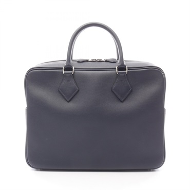 HERMES Plume Strap Business Handbag Briefcase W Evercolor leather Blue nuit Used