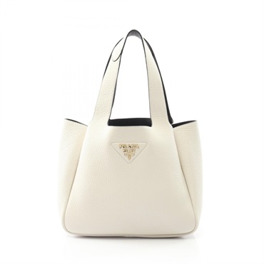 PRADA Vitello Daino Tote hand Bag 1BG335 leather White Used Women