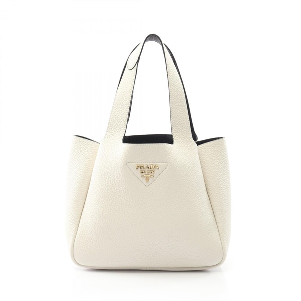 PRADA Vitello Daino Tote hand Bag 1BG335 leather White Used Women