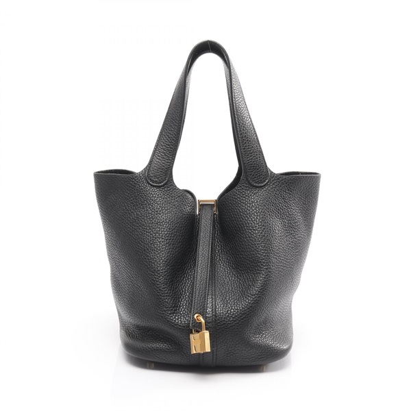 HERMES Picotin Lock MM Tote bucket Handbag Y Clemence leather Black GHW Used